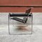 Italian Black Leather Wassily Armchair by Marcel Breuer for Gavina, 1968, Set of 3 5