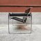 Italian Black Leather Wassily Armchair by Marcel Breuer for Gavina, 1968, Set of 3, Image 5