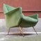 Mid-Century Italian Green Velvet Armchairs with Brass Structure, 1950s 4