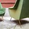 Mid-Century Italian Green Velvet Armchairs with Brass Structure, 1950s 3