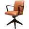 Mid-Century Modern Italian Wood and Leather Swivel Office Armchair, 1960s 1