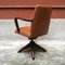 Mid-Century Modern Italian Wood and Leather Swivel Office Armchair, 1960s, Image 3