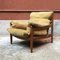Danish Armchair with Footrest Covered with Original Green Fabric, 1960 2