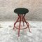 Italian Metal Stool with Original Green Sky and Red Painted Legs, 1950s 2