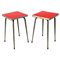 Mid-Century Italian Red Laminate Stools with a Squared Seat, 1950s, Set of 2 1