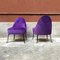 Mid-Century Italian Purple Velvet and Metal Legs Set of Armchairs, 1950s, Set of 2, Image 3
