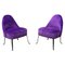 Mid-Century Italian Purple Velvet and Metal Legs Set of Armchairs, 1950s, Set of 2 1