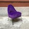 Mid-Century Italian Purple Velvet and Metal Legs Set of Armchairs, 1950s, Set of 2, Image 6