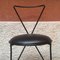 Postmoderne italienische Stühle aus schwarz lackiertem Eisen und Leder, 1980er, 4er Set 3