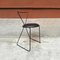 Postmoderne italienische Stühle aus schwarz lackiertem Eisen und Leder, 1980er, 4er Set 4