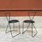 Postmodern Italian Black Painted Iron Rod and Leather Chairs, 1980s, Set of 4, Image 2