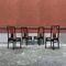 Italienische Stühle aus schwarz emailliertem Holz & Leder, 1980er, 4er Set 2