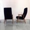 Danish Black Velvet and Solid Beech Armchairs, 1960s, Set of 2 3