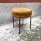 Scandinavian Black Metal Rod and Yellow Fabric Pouf, 1960s 5