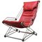 Italian Red Leather and Chromed Steel Red Armchair, 1970s 1