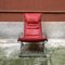 Italian Red Leather and Chromed Steel Red Armchair, 1970s 8