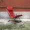 Italian Red Leather and Chromed Steel Red Armchair, 1970s 7