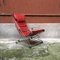 Italienischer Sessel aus rotem Leder & verchromtem Stahl, 1970er 7