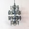 Italian Cut Fumé Crystal and Steel Ceiling Lamp, 1970s 4