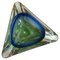 Cenicero italiano de cristal de Murano azul y verde de Sommersi Series, años 50, Imagen 1