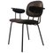 Italienischer Sessel aus schwarzem Leder & schwarz emailliertem Metall, 1960er 1