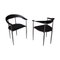 Italian Black Leather and Chromed Steel Chairs, 1970s, Set of 2, Image 1
