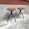 Italian Metal Rod and Brown Faux Leather Stools, 1960s, Set of 2, Image 3