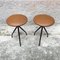Italian Metal Rod and Brown Faux Leather Stools, 1960s, Set of 2 2