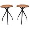 Italian Metal Rod and Brown Faux Leather Stools, 1960s, Set of 2, Image 1