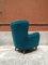Italian Teal-Colored Cotton and Beech Armchair, 1960s 4