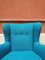 Italian Teal-Colored Cotton and Beech Armchair, 1960s 6