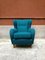 Fauteuil en Coton Couleur Sarcelle et Hêtre, Italie, 1960s 2