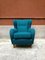 Italian Teal-Colored Cotton and Beech Armchair, 1960s 2