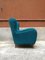 Italian Teal-Colored Cotton and Beech Armchair, 1960s 3