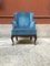 Italian Light-Blue Velvet Wingback Armchair, 1950s 11