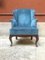 Italian Light-Blue Velvet Wingback Armchair, 1950s, Image 10