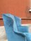 Italian Light-Blue Velvet Wingback Armchair, 1950s 4