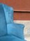 Italian Light-Blue Velvet Wingback Armchair, 1950s 3