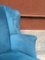 Italian Light-Blue Velvet Wingback Armchair, 1950s, Image 3