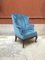 Italian Light-Blue Velvet Wingback Armchair, 1950s, Image 2
