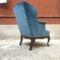 Italian Light-Blue Velvet Wingback Armchair, 1950s, Image 12