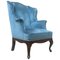 Italian Light-Blue Velvet Wingback Armchair, 1950s 1