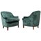 Italian Green Velvet Armchairs, 1950s, Set of 2, Image 1