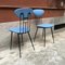 Italian Light-Blue Leatherette and Black Metal Chairs, 1980s, Set of 2 2
