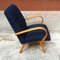 Danish Beech and Blue Cotton Armchair, 1960s 5