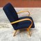 Danish Beech and Blue Cotton Armchair, 1960s, Image 5