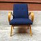 Danish Beech and Blue Cotton Armchair, 1960s, Image 4