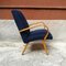 Danish Beech and Blue Cotton Armchair, 1960s 2