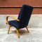 Danish Beech and Blue Cotton Armchair, 1960s, Image 6