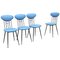 Italian Light-Blue Leatherette and Black Metal Chairs, 1980s, Set of 4 1
